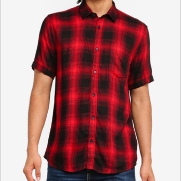 Only & Sons Regular Fit Buffalo Check Short Sleeve Button Down Short Size L - Picture 2 of 16